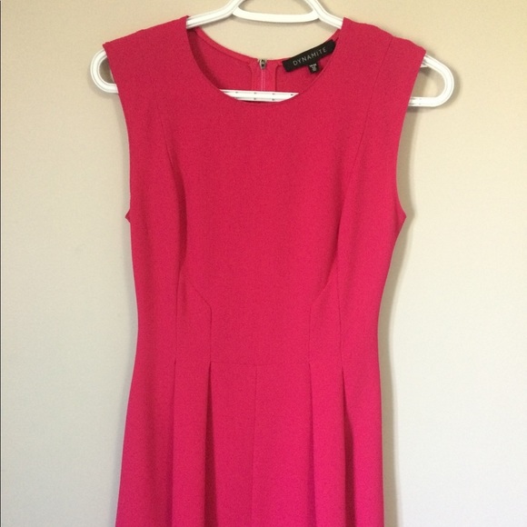Dynamite pink/fuchsia pleated Fit and flare skater dress - Picture 2 of 7